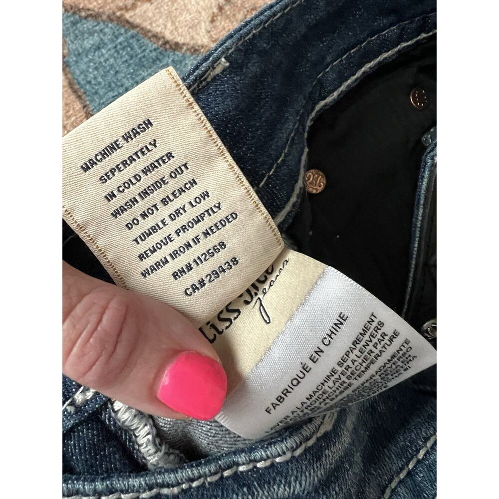 MISS ME Women's Medium Wash Fleur-De-Lis Skinny JP604855 Mid-Rise Jeans Sz 28 - Picture 13 of 16